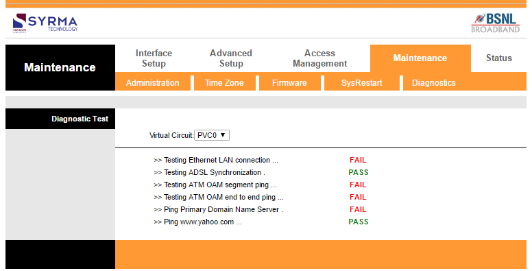 use DSL modem's diagnostic tool