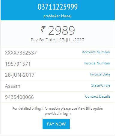 bsnl telephone bill format