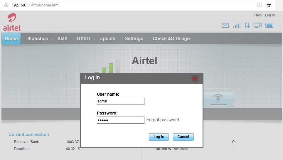 airtel 4g dongle data usage